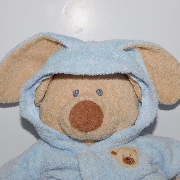 2007 Ty Pluffies 12" Plush Tan Bear in Blue non Removable bunny Pjs Love Baby - Picture 3 of 8